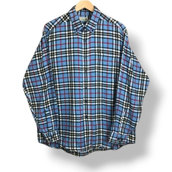 L.L. Bean Men's Traditional Fit Shirt XL Blue Plaid Button Down Flannel - Picture 1 of 3